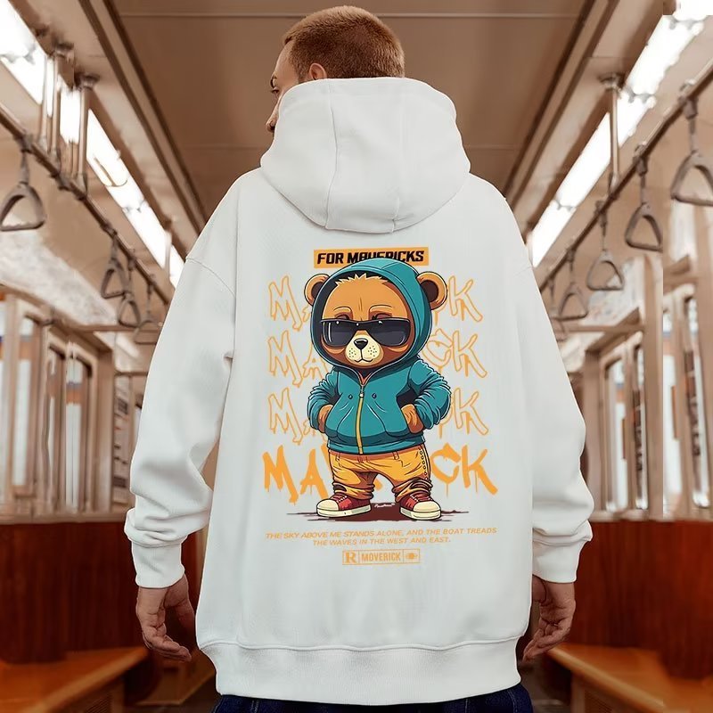 Hip Hop Bear Graphic Print Hoodie