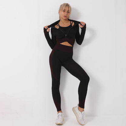 3 Piece Gym Set  – Leggings, Sports Bra & Crop Top